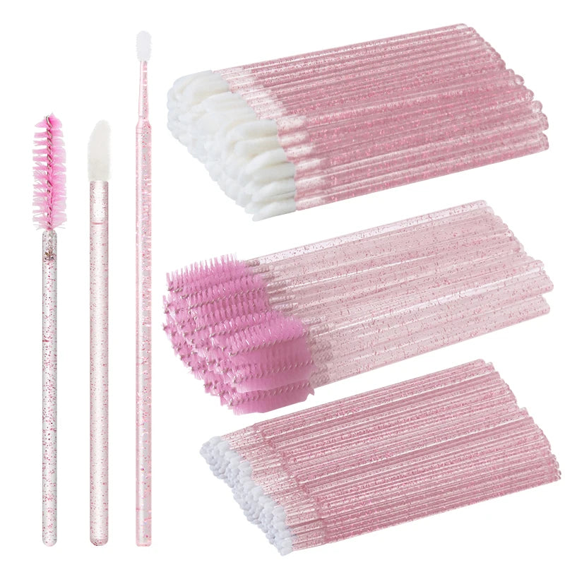 ANNAFRIS 50Pcs  Disposable Eyelash  Brush Soft Head Crystal Eyebrow Brush Lash Extension Brush  Mascara Wand Makeup Tool