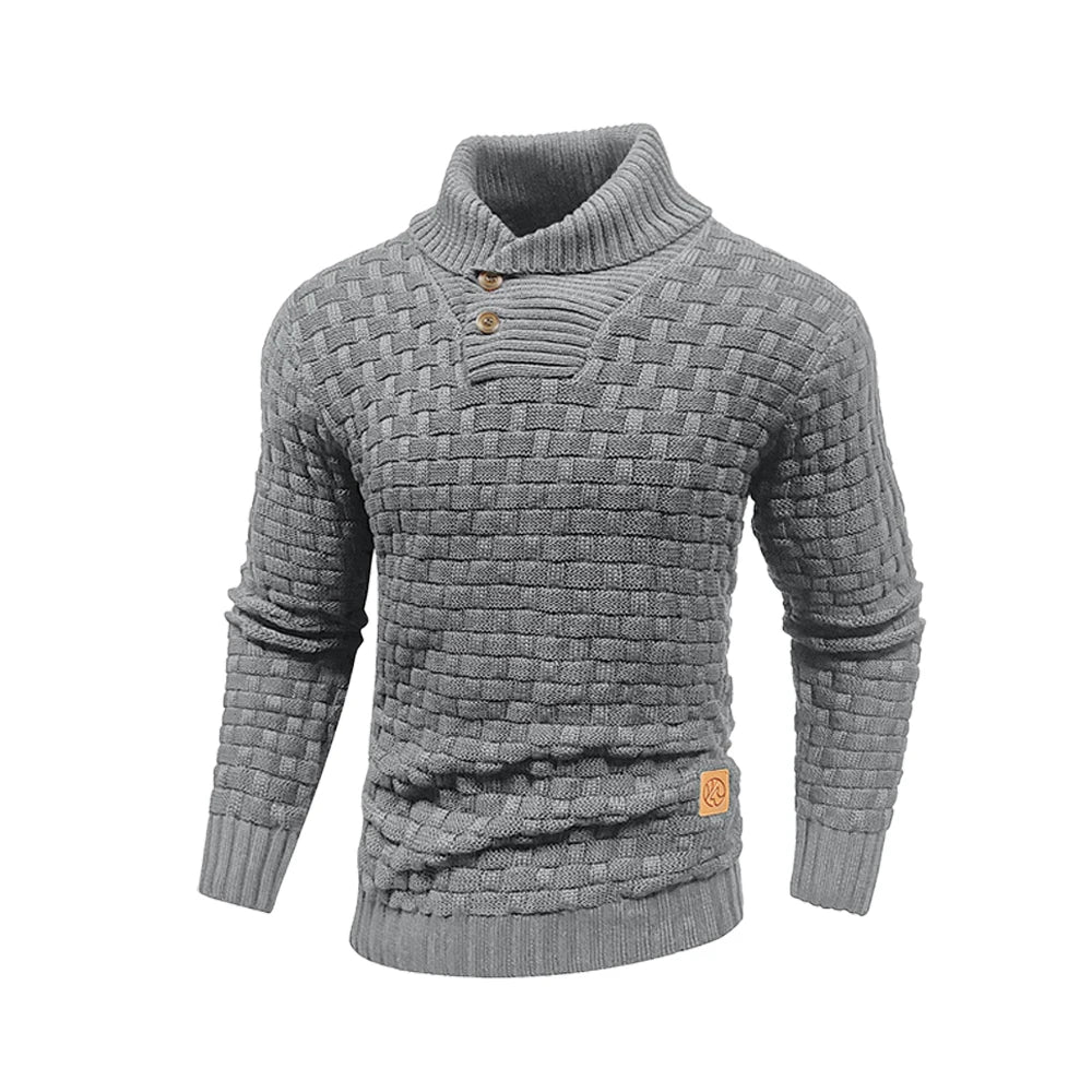 Men’s Knitted Sweater Casual Crew Neck Warm Long Sleeve Comfortable Pullover Textured Ribbed Edge High Quality Top US Size