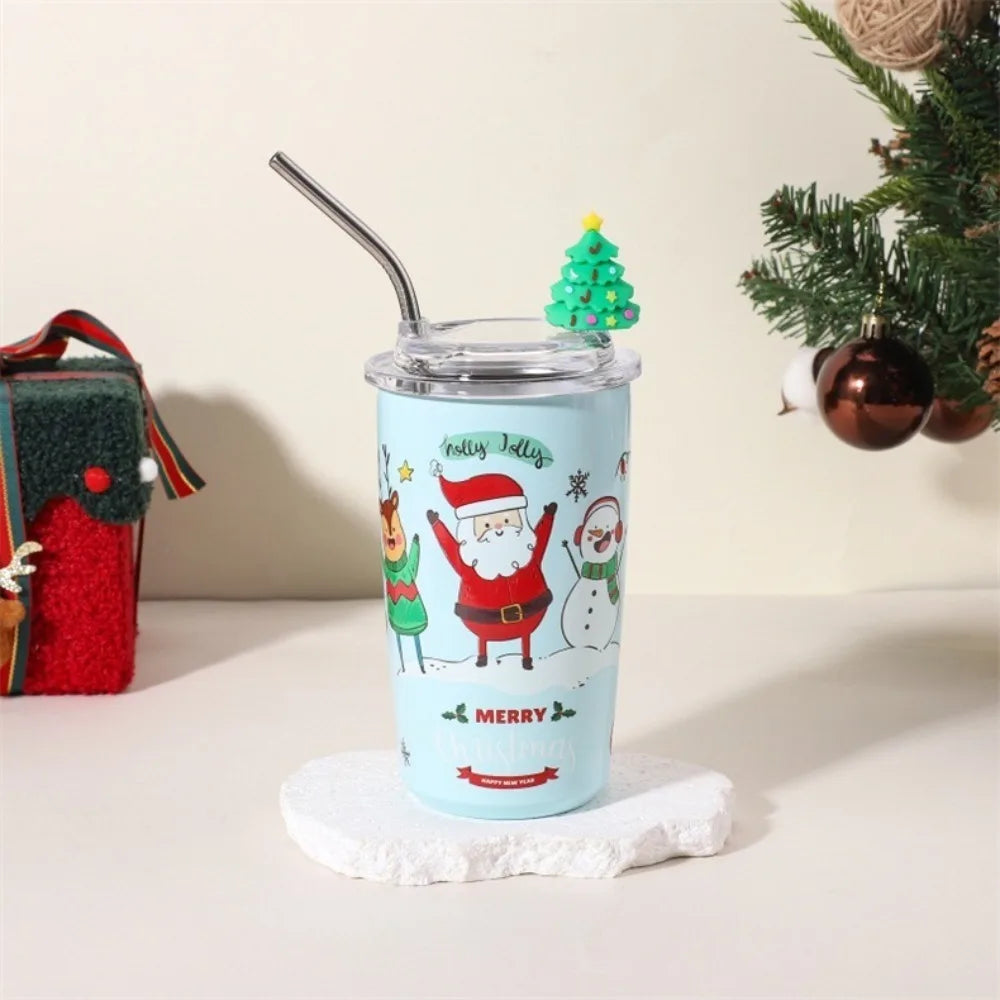 New Year 460ml Coffee Cup Christmas Stainless Steel Thermal Cup Reausable Portable Vacuum Mug Drinkware