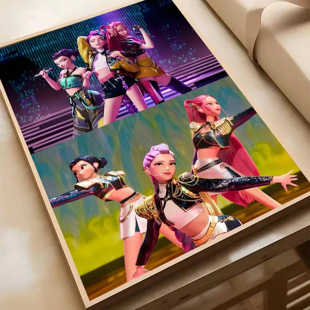 Hot Movie K-pop D-Demon H-Hunters Anime Poster Waterproof HD Art Wall Decal Self-Adhesive Print. Aesthetic Home Room Decor for L