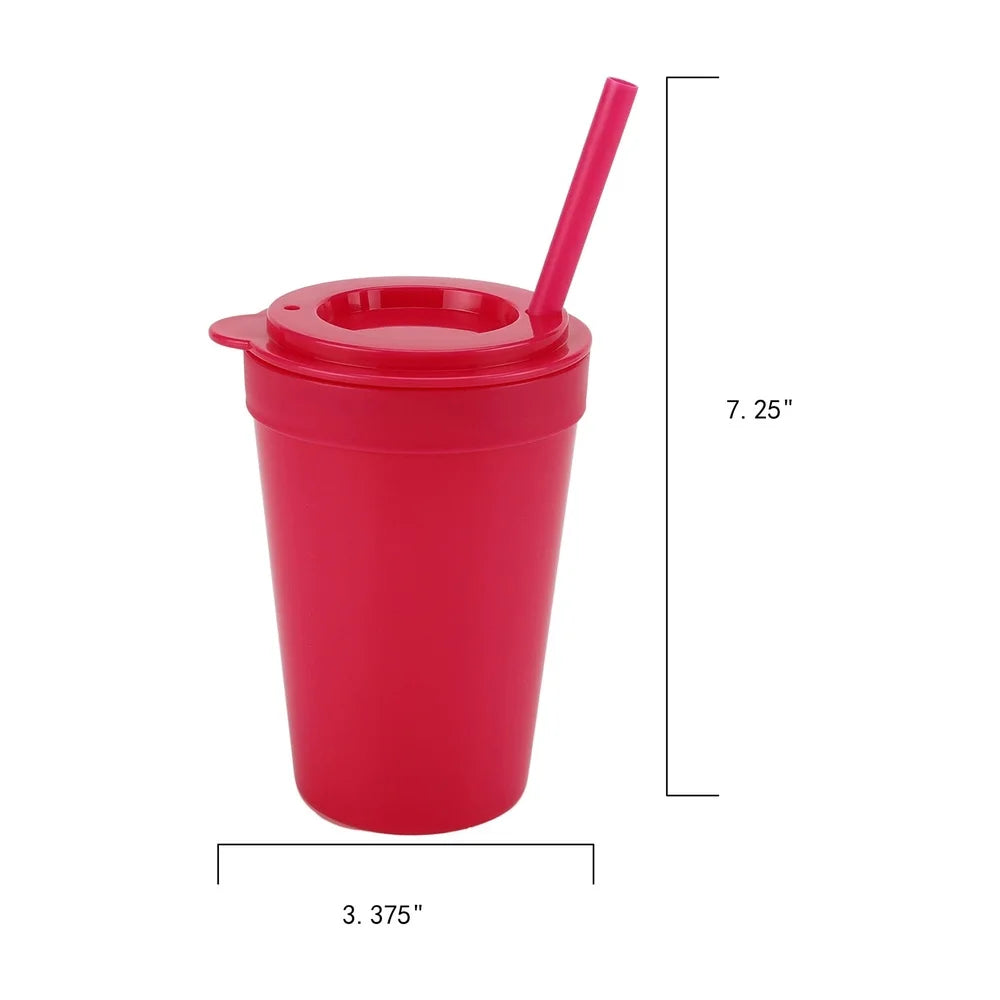 4-Pack 15oz Plastic Tumblers with Lids Straws Dishwasher Safe Spill Proof Kids Drinkware Set Perfect Picnics Playdates