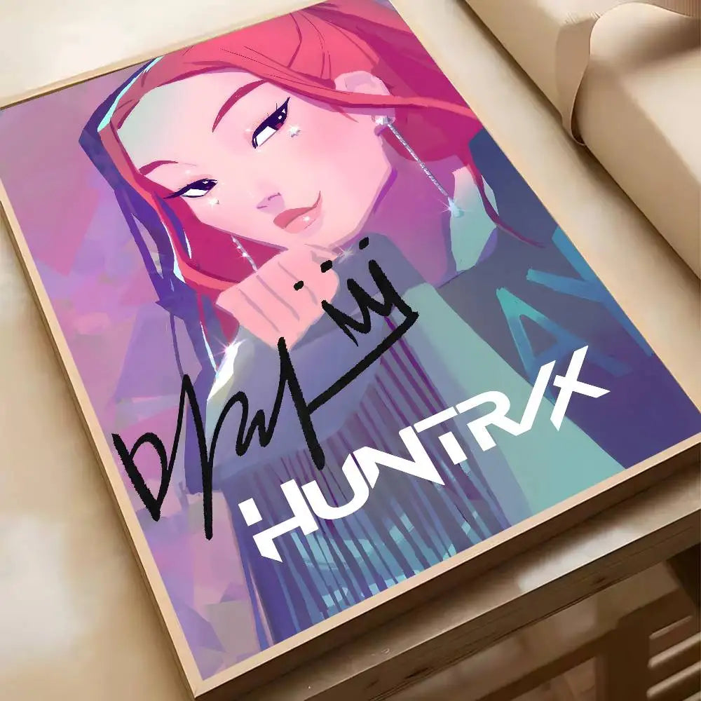 Hot Movie K-pop D-Demon H-Hunters Anime Poster Waterproof HD Art Wall Decal Self-Adhesive Print. Aesthetic Home Room Decor for L