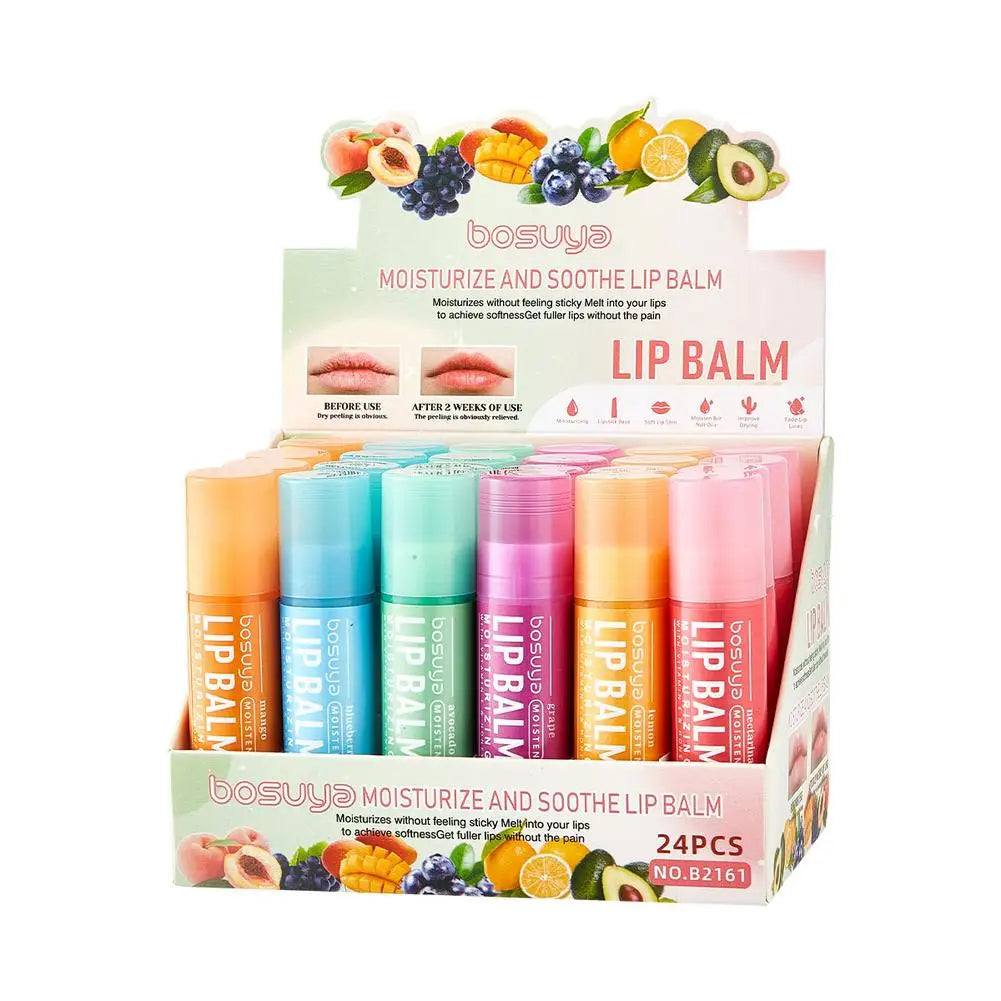 6/24pcs Assorted Fruit Flavor Lip Balm Set - Hydrating, Nourishing & Prevents Chapped Lips - Care for Dry Lips & Fine Lines