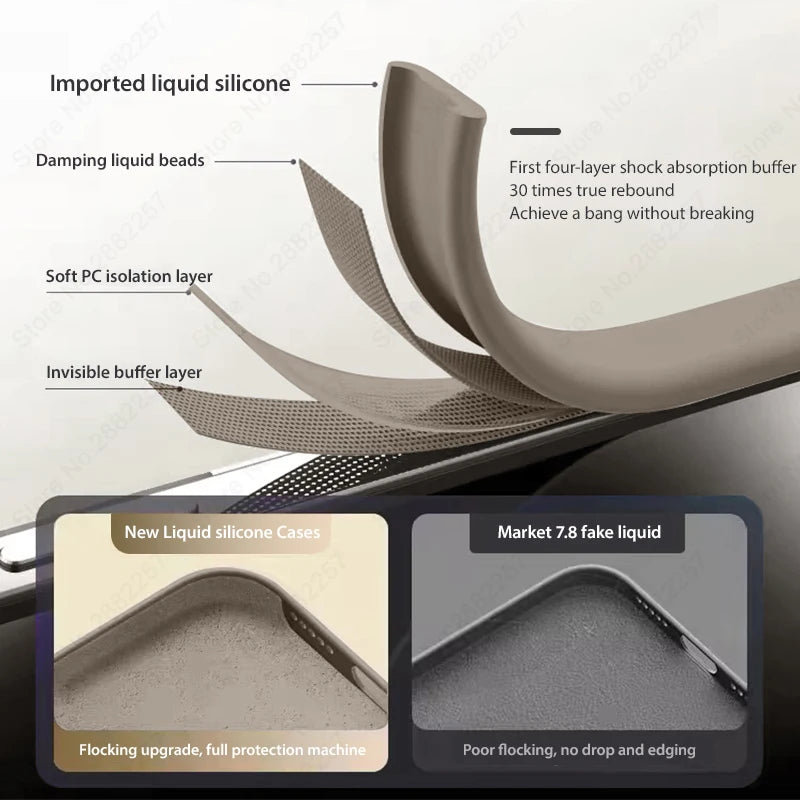 Luxury Liquid Silicone Phone Case For Apple iPhone 16 15 14 13 12 11 Pro Max Soft Case Shockproof Bumper Cover Phone Accessories