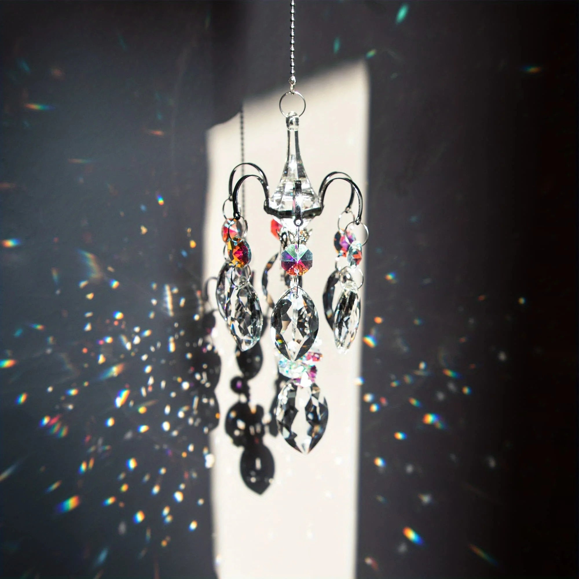 1pc Crystal Suncatcher, Glass Prism Rainbow Maker Chandelier For Window Pendant, Garden Art, Balcony, Office, Fall Decor