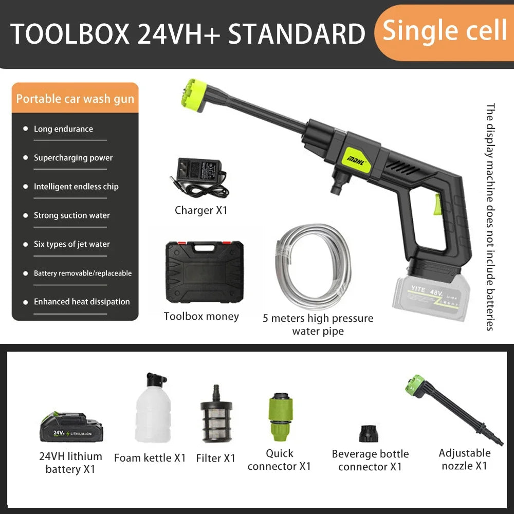 2025 New high pressure cordless cleaning water gun, portable household turbocharged electric car washing machine