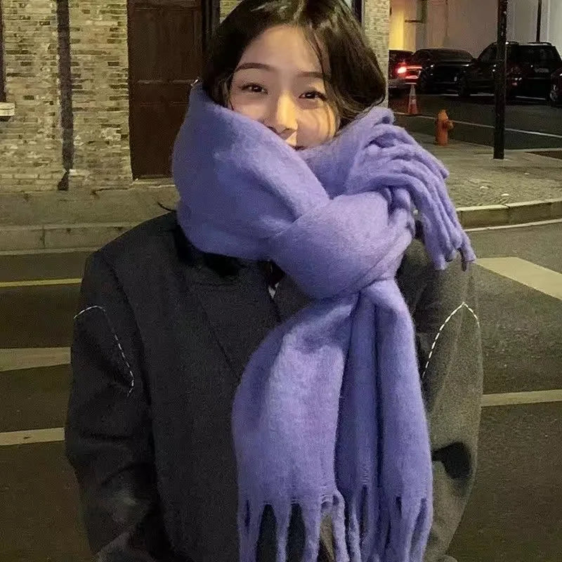 Winter Scarf for Women Cashmere Warm Solid Pashmina Blanket Wraps Female Thick Soft Bufanda Big Tassel Shawl Long Poncho Echarpe