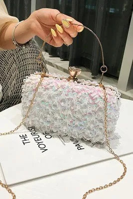 2022 New Women's Evening Bags Fashion Luxury Sequin Beaded Banquet Handbags Clutches Ladies Chain Small Shoulder Bag Purses