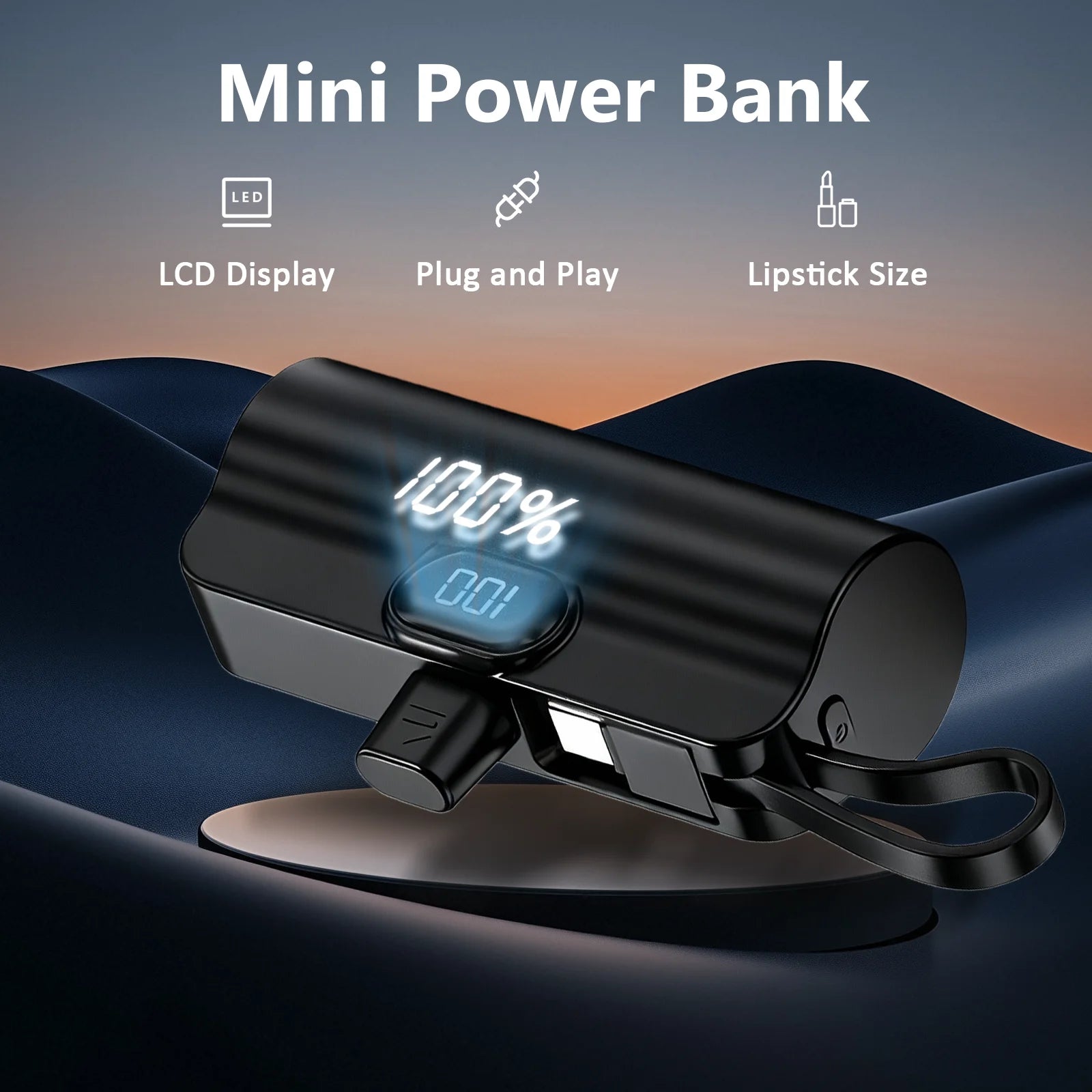 Pocket-sized Mini Power Bank Compact External Battery Portable Charger 5000mAh Spare Battery for iPhone Samsung Xiaomi