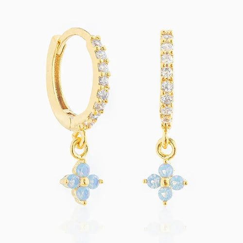 New Design Gold Color Earrings Stack Hoop for Women Girl Unique Zircon Flower Stud Earring Lobe Helix Cartilage Piercing Jewelry