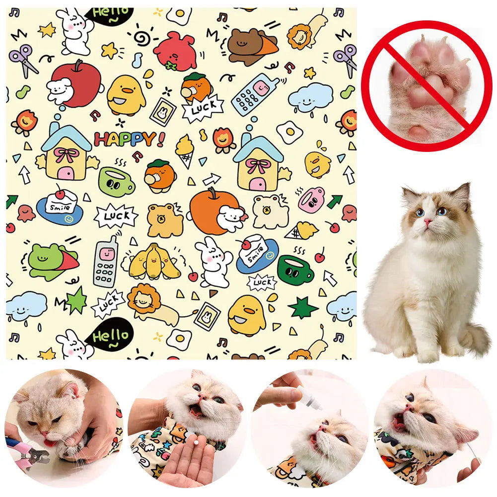 Cat Grooming Wrap Anti-Bite Cat Restraint Wrap Anti-Scratch Cat Calming Wrap Anti-Escape for Nail Trimming Cat Grooming Supplies