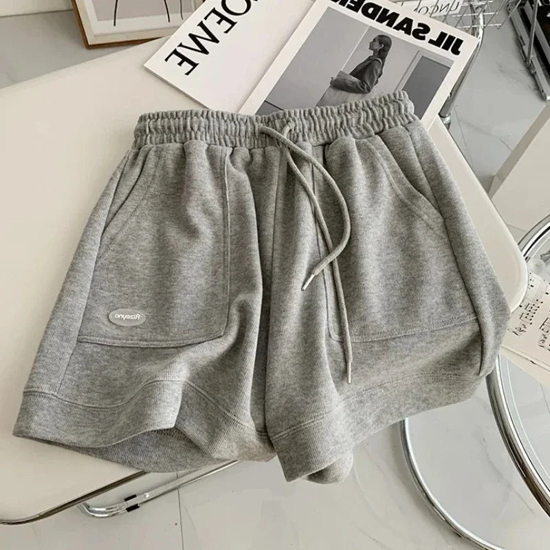 2025 Women's Comfortable Loose Wide-legged Drawstring A Pants Slim Waist Slim Fit Casual Home Versatile Sports Shorts New