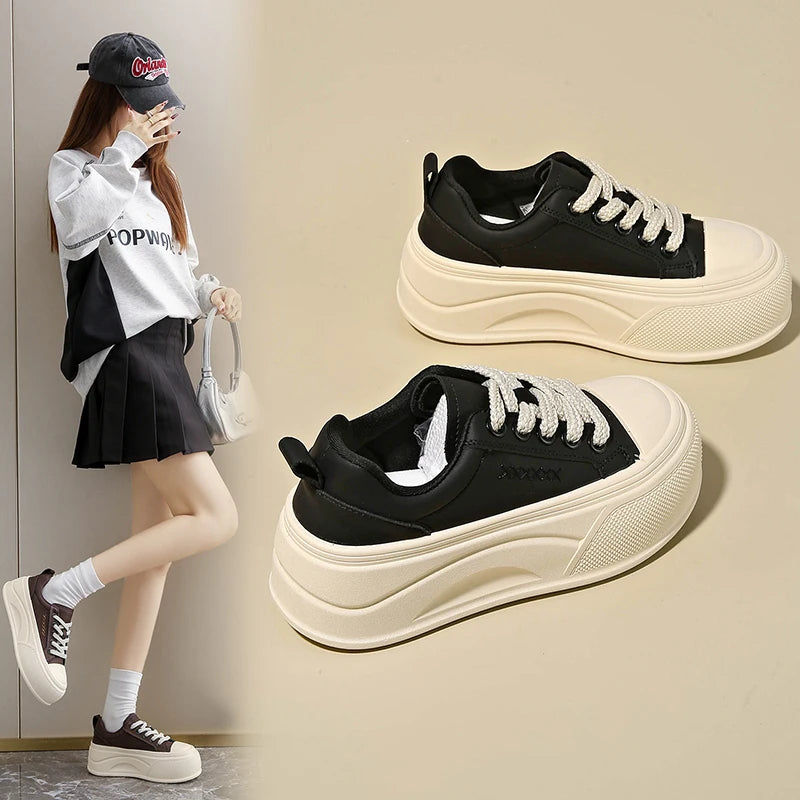 Platform casual sneakers with thick soles, stylish and versatile, height-increasing sports shoes 2810