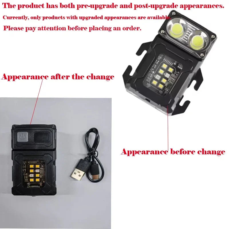 Multifunctional Ajustable Angle LED Flashlight Outdoors Mini Work Light Portable Magnet USB Rechargeable Camping Light