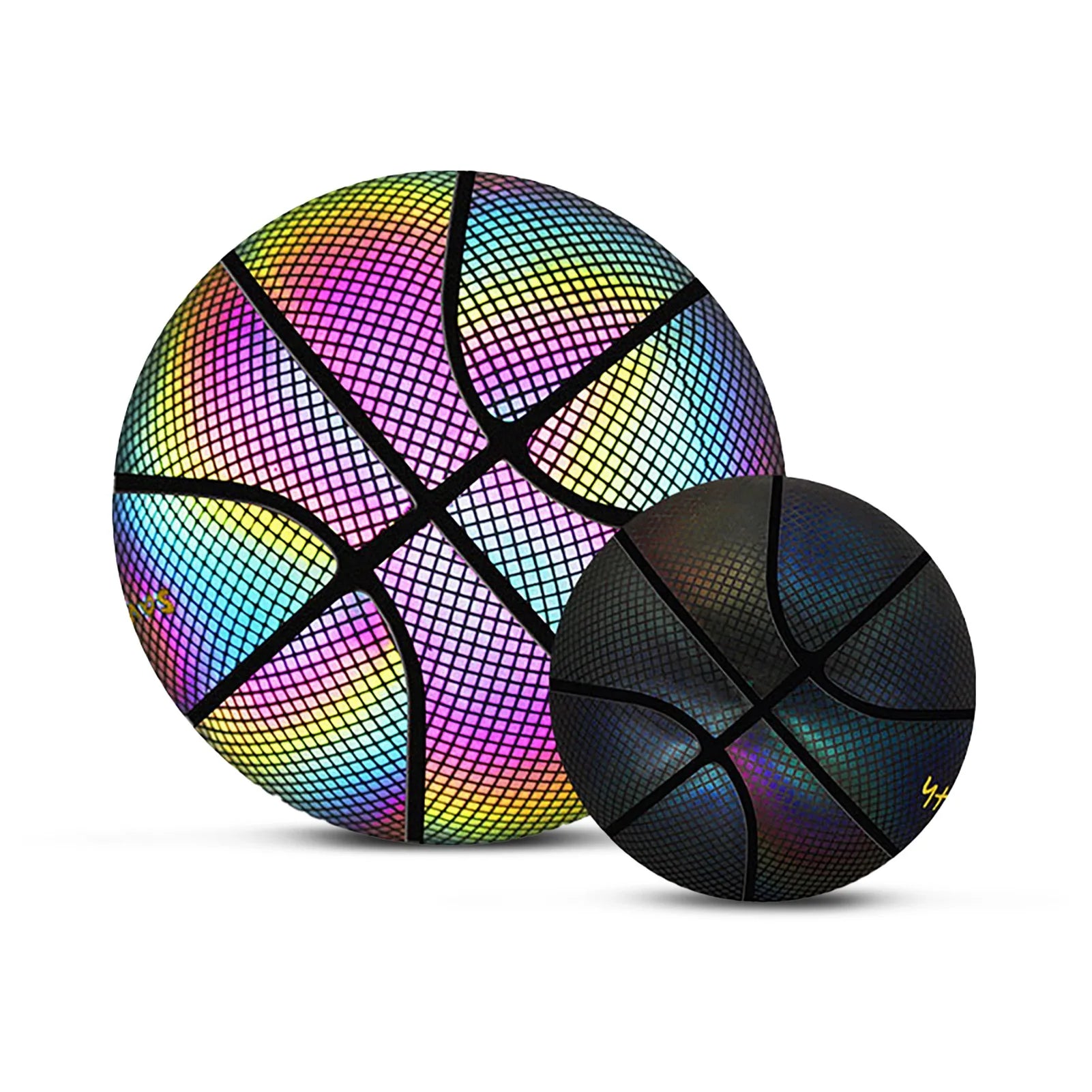Holographic Glowing Reflective Basketball Size 7 Wear Resist PU Luminous Basket Ball for Adults Reflective Glowing Basketball
