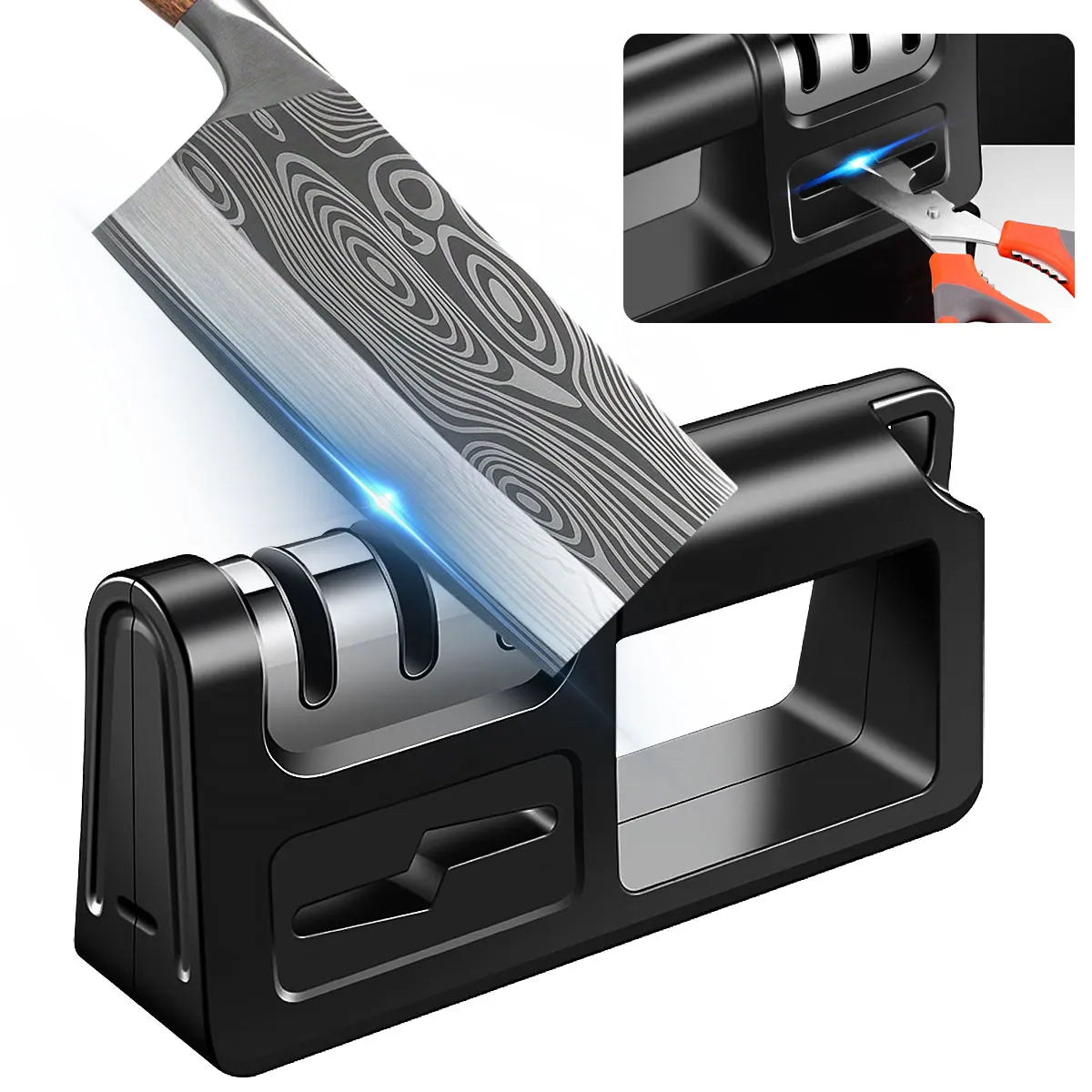 4 in1 Professional Knife Sharpener Stainless Steel Sharpening Rod Household Multi-Functional Hand-Held Sharpening Tool