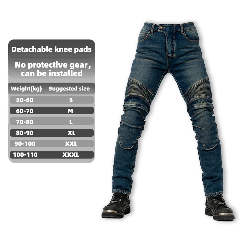 Men Winter Motorcycle Jeans Motocross Blue Pants Racing Protective Gear Rider Pants Anti-fall New Outdoor Riding Motos Trousers
