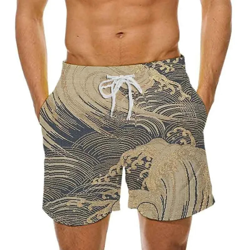 Sea Wave Graphic Beach Shorts For Men Dragon Cloud 3D Print Short Pants Summer Sports Swim Trunks Leisure Oversized Ice Shorts