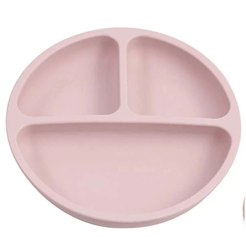 2024New Baby Safe  Silicone Suker Plate Cartoon Children Dishes Feeding Toddler Training Tableware Retro Kids Smile Face Plate