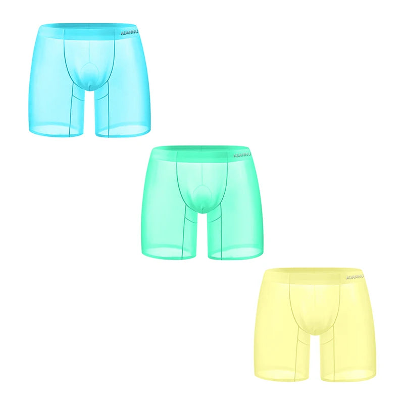 1/2/3 PCS Men's Ice Silk Boxers Transparent 0.01 Ultra-thin Fabric See Through Seamless Underwear antibacterial Boxer Shorts