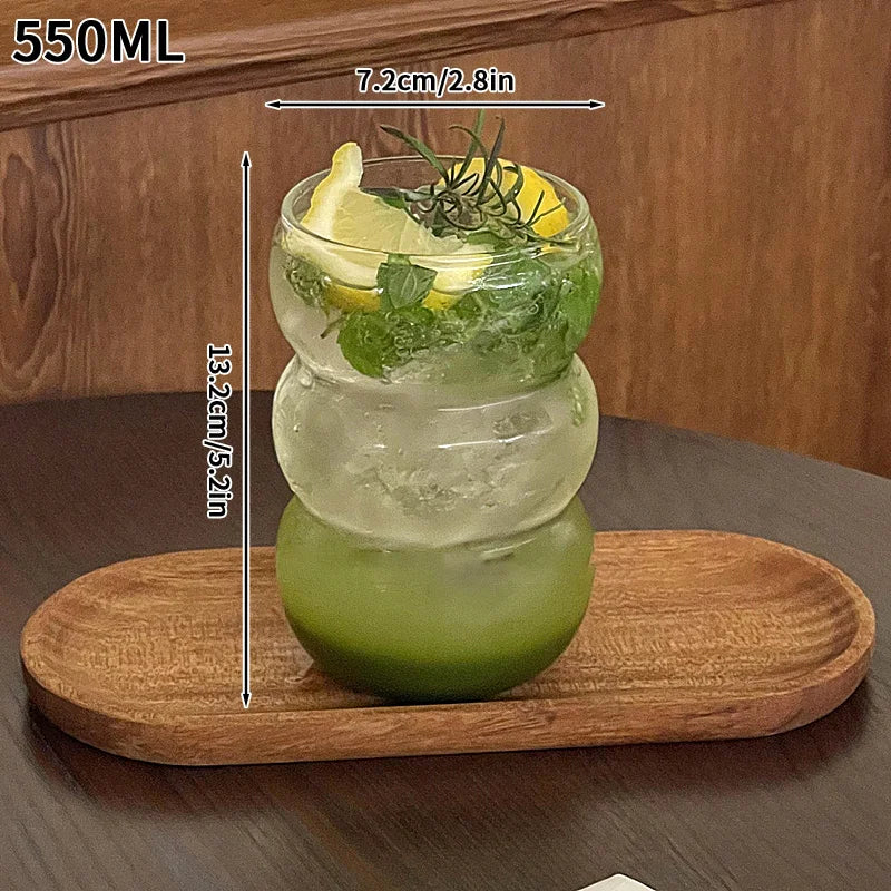 Transparant Drinking Glass Cup Creative Wave Shape Iced Coffee Tumbler Cup Juice Milk Tea Mug Drinkware Water Glasses Ripple Mug