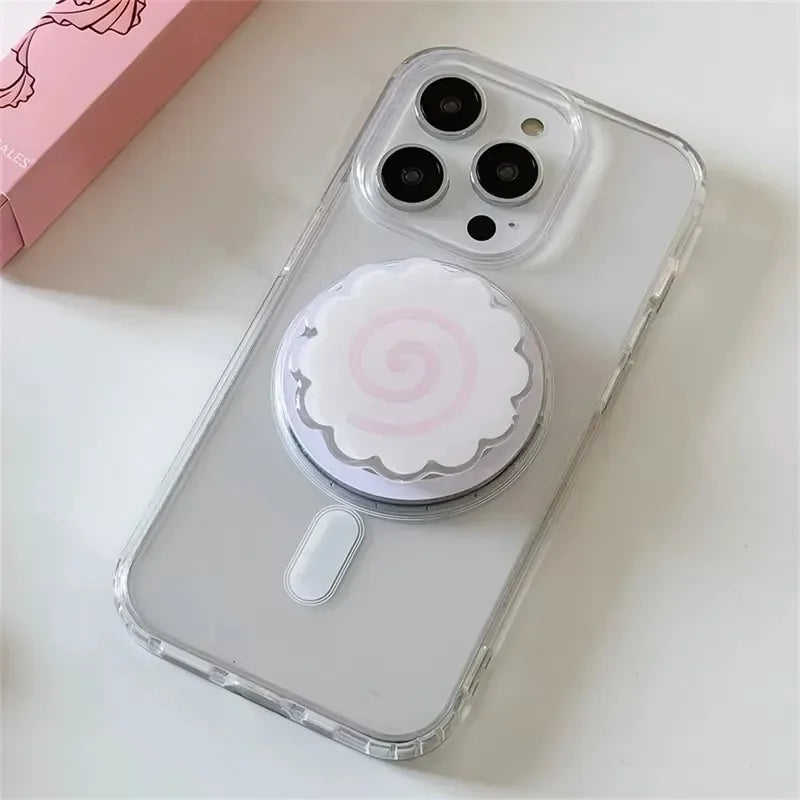 Korean Cute Fish Cake Rolls For Magsafe Magnetic Mobile Phone Holder For iPhone Samsung Foldable Wireless Charging Holder
