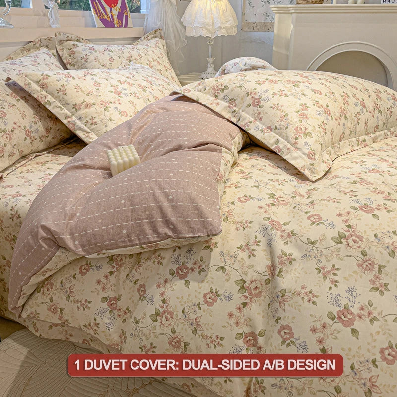 100% Cotton Luxury Floral Style Bedding Set 3 Piece, Duvet Cover Set 1 Duvet Cover 2 Pillowcase,Single/Double/200x200/220x240