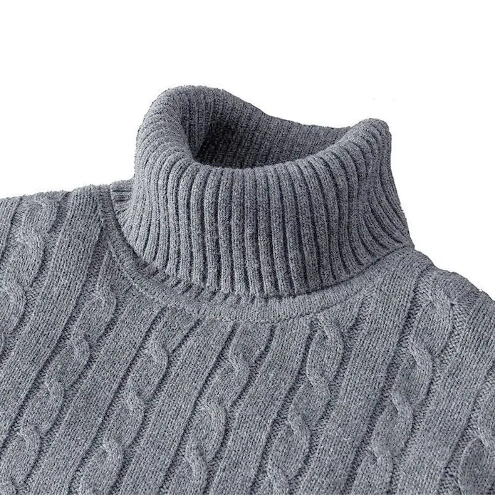 New Men's Turtleneck Sweater Solid Color High Neck Pullover Knitted Sweaters Casual Elastic Sweatwear Mens Fall Winter