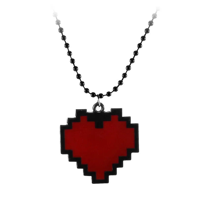 Game Undertale Necklace 3D Stereoscopic Pixel Heart Charm Necklace Cosplay Jewelry