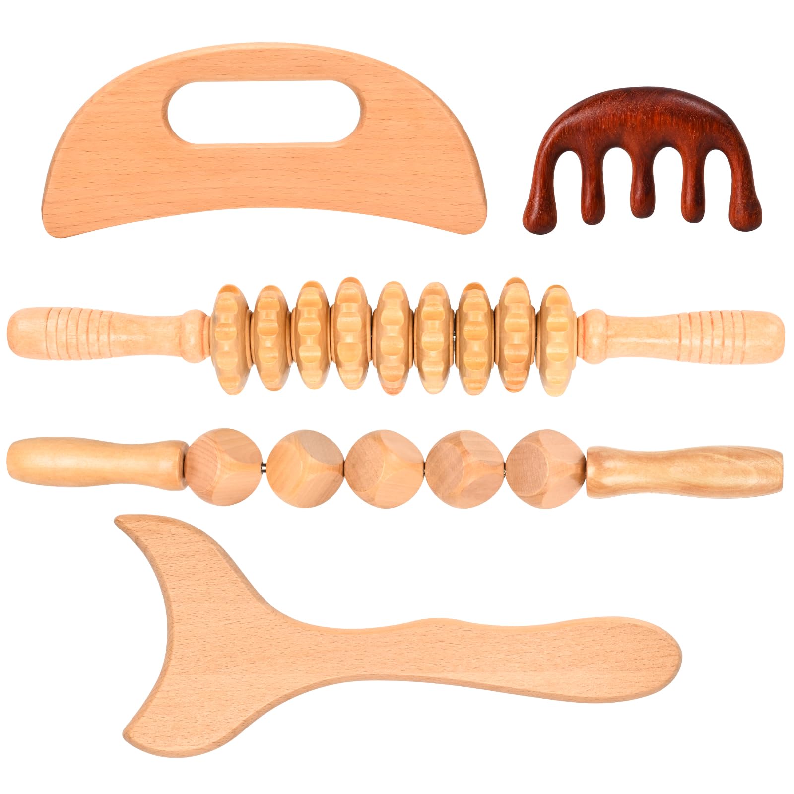 3-in-1 Wood Therapy Massage Tools Lymphatic Drainage Massager Wooden Massager for Maderoterapia,Anti-Cellulite, Body Sculpting & Contouring