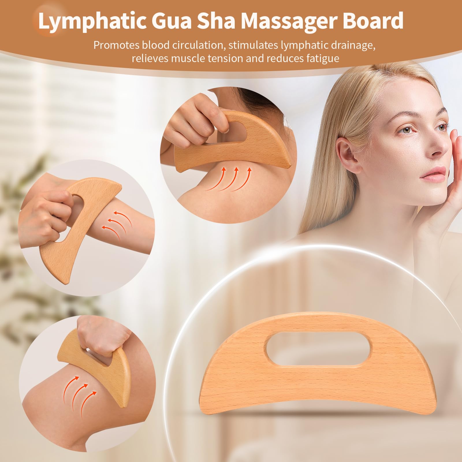 3-in-1 Wood Therapy Massage Tools Lymphatic Drainage Massager Wooden Massager for Maderoterapia,Anti-Cellulite, Body Sculpting & Contouring