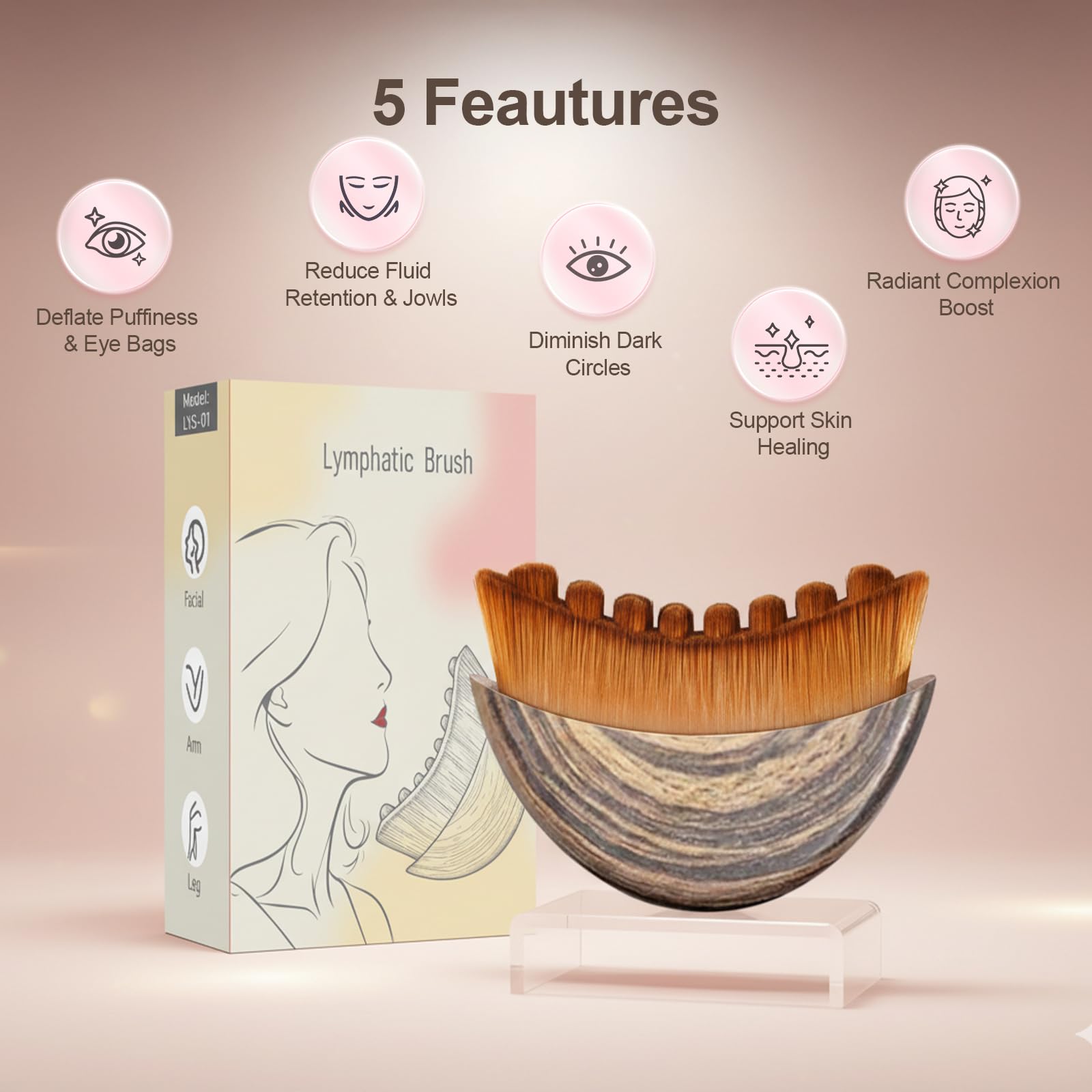 Lymphatic Drainage Massager Lymphatic Contour Face Brush Double Chin Reducer Lymphatic Drainage Brush