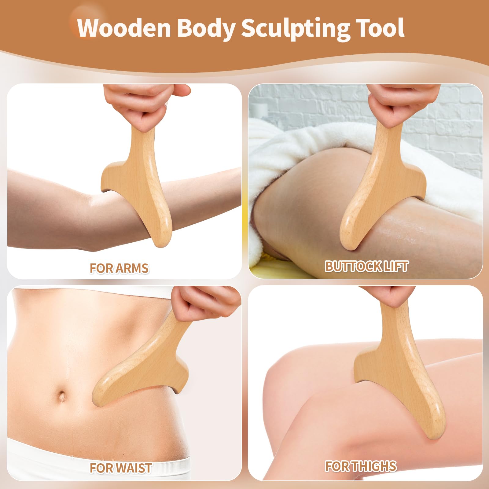 3-in-1 Wood Therapy Massage Tools Lymphatic Drainage Massager Wooden Massager for Maderoterapia,Anti-Cellulite, Body Sculpting & Contouring